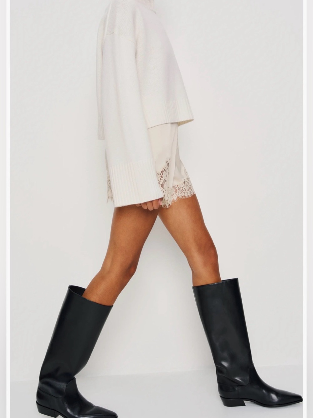 Reformation Dominique Black Leather Knee High Boots US 6 $498